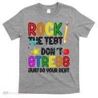 Rock The Test Don't Stress Just Do Your Best Educational T-Shirt thumb 0