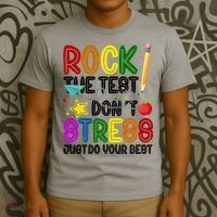 Rock The Test Don't Stress Just Do Your Best Educational T-Shirt thumb 3