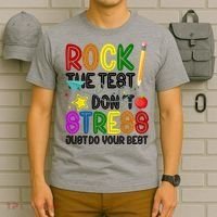 Rock The Test Don't Stress Just Do Your Best Educational T-Shirt thumb 6