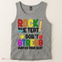 Rock The Test Don't Stress Just Do Your Best Educational Tank Top thumb 2