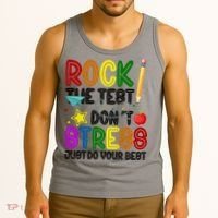 Rock The Test Don't Stress Just Do Your Best Educational Tank Top thumb 3