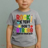 Rock The Test Don't Stress Just Do Your Best Educational Toddler T-Shirt thumb 2