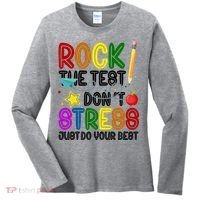 Rock The Test Don't Stress Just Do Your Best Educational Women's Long Sleeve Shirt thumb 0
