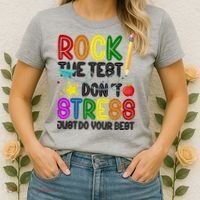 Rock The Test Don't Stress Just Do Your Best Educational Women's T-Shirt thumb 2