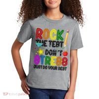 Rock The Test Don't Stress Just Do Your Best Educational Kids T-Shirt thumb 2