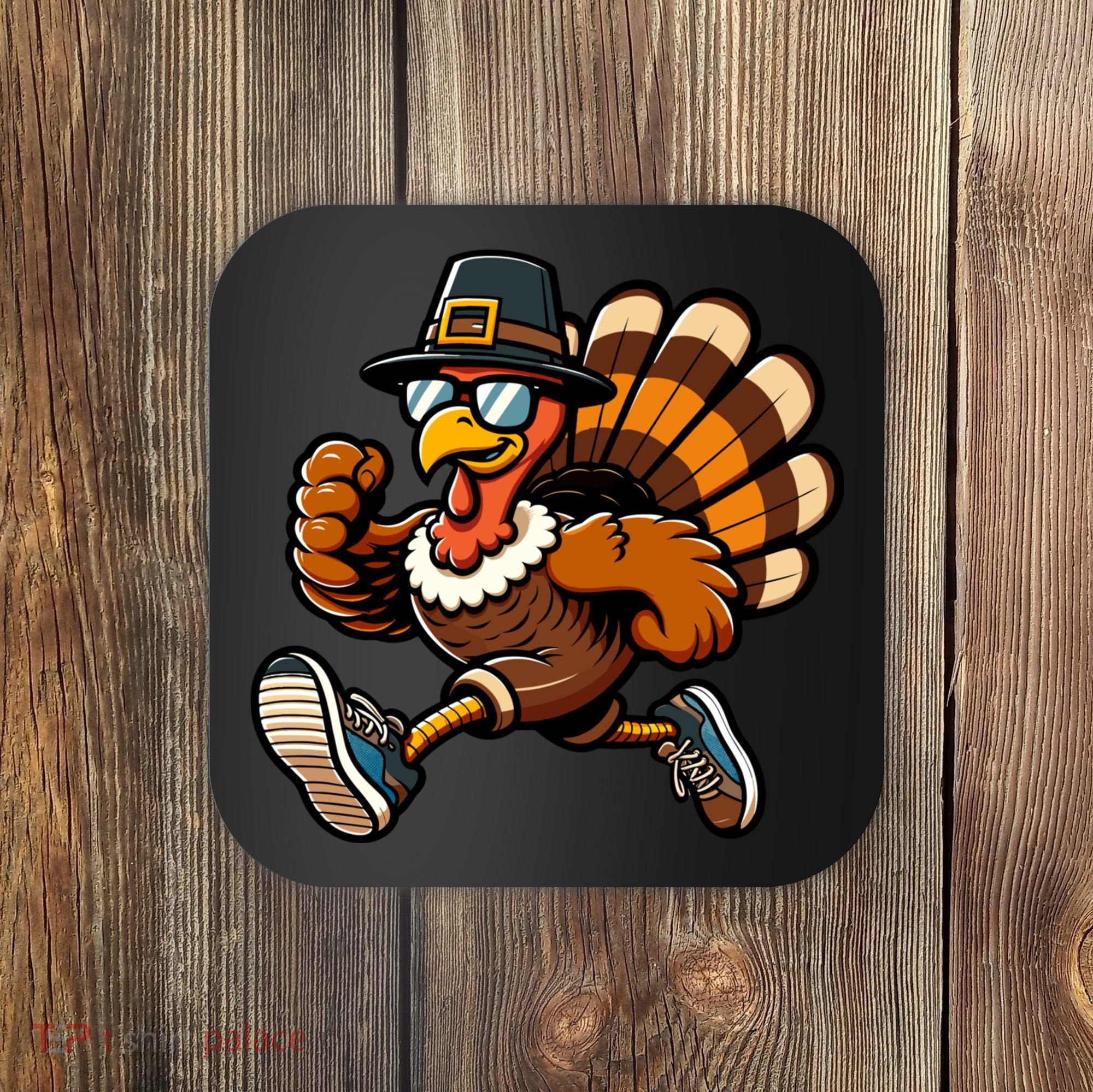 Running Turkey Turkey Trot Running Thanksgiving Coaster