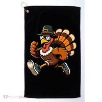 Running Turkey Turkey Trot Running Thanksgiving Golf Towel thumb 0