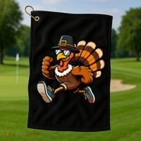 Running Turkey Turkey Trot Running Thanksgiving Golf Towel thumb 1