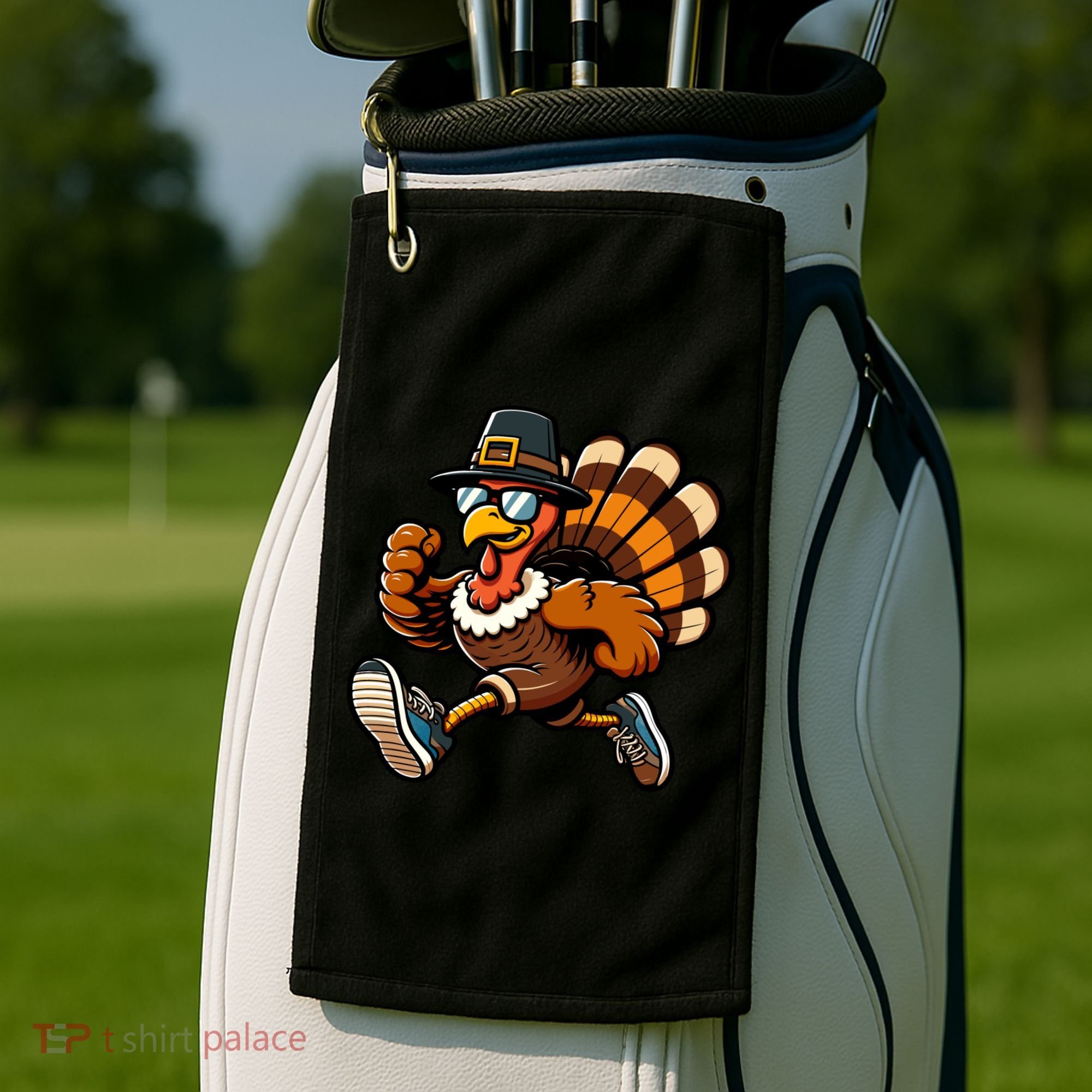 Running Turkey Turkey Trot Running Thanksgiving Golf Towel