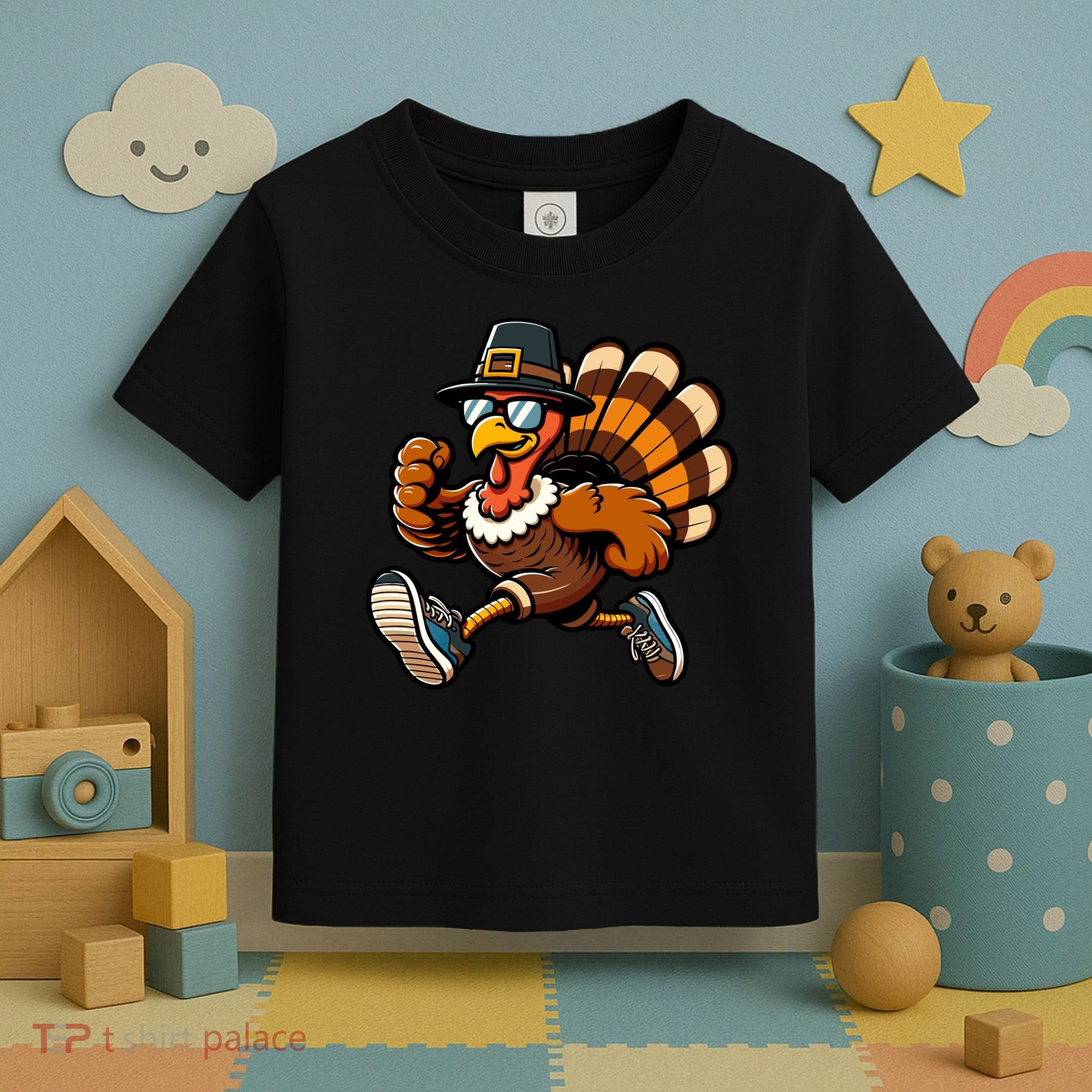 Running Turkey Turkey Trot Running Thanksgiving Toddler T-Shirt
