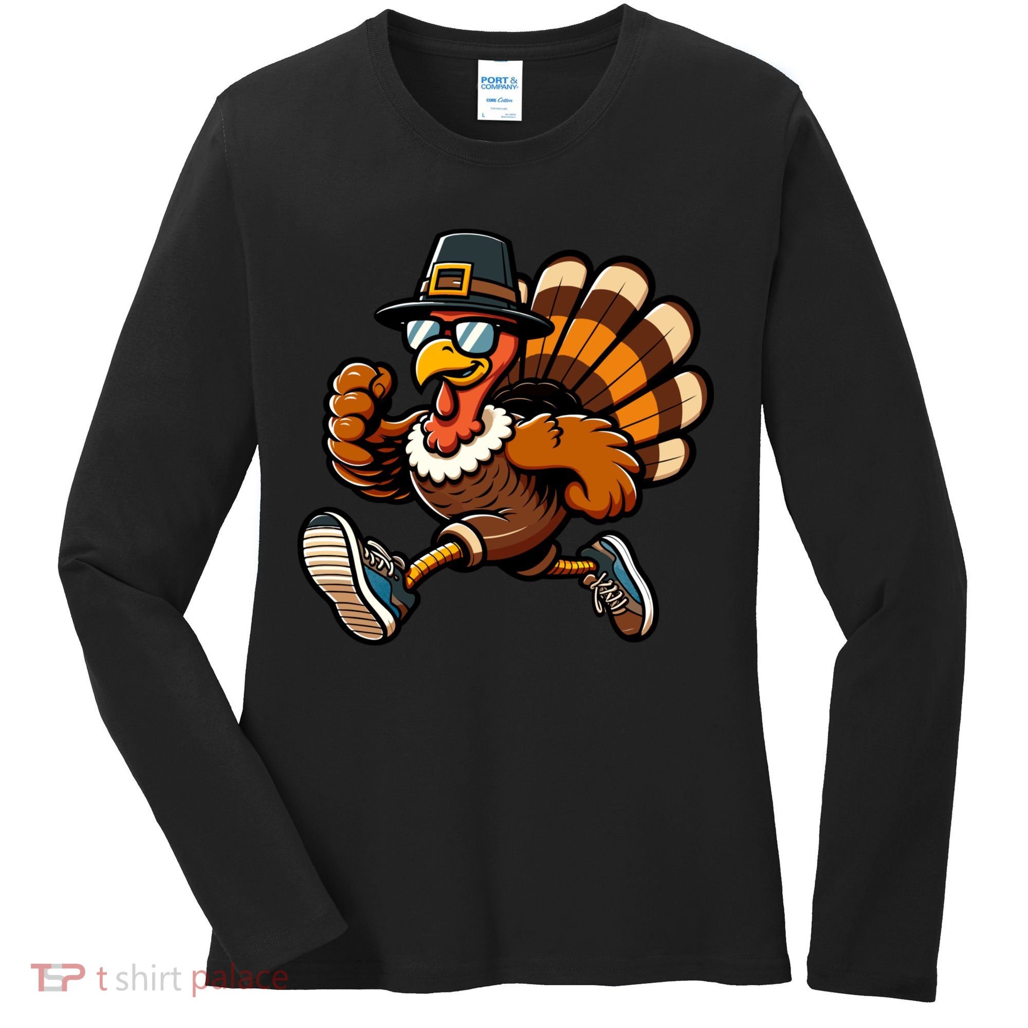 Running Turkey Turkey Trot Running Thanksgiving Women's Long Sleeve Shirt