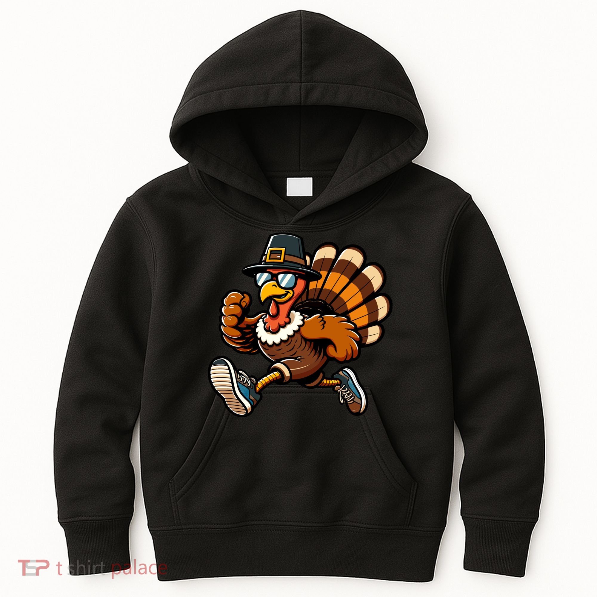 Running Turkey Turkey Trot Running Thanksgiving Kids Hoodie