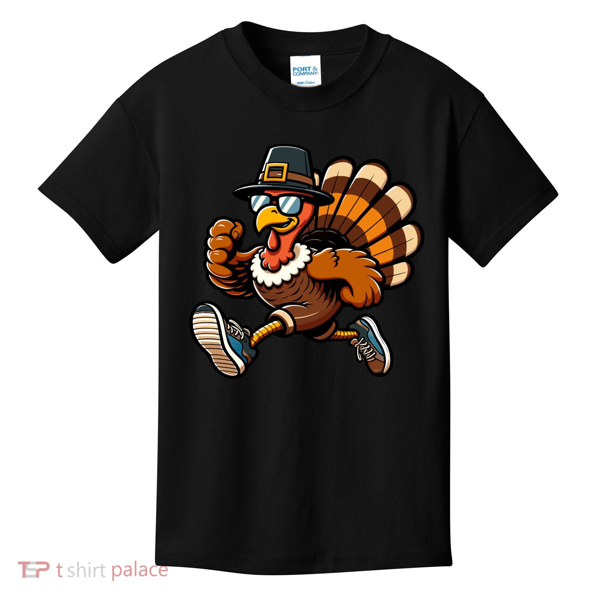 Running Turkey Turkey Trot Running Thanksgiving Kids T-Shirt