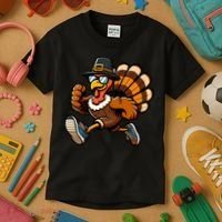 Running Turkey Turkey Trot Running Thanksgiving Kids T-Shirt thumb 3