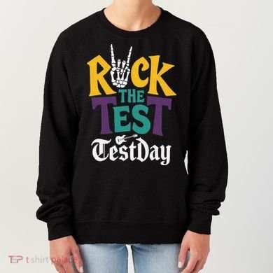 Rock The Test Testing Day Hand Skeleton Teacher Student Women's Sweatshirt