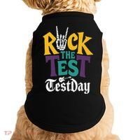 Rock The Test Testing Day Hand Skeleton Teacher Student Doggie Tank thumb 0