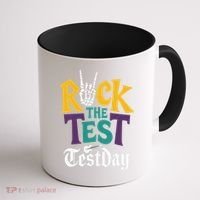 Rock The Test Testing Day Hand Skeleton Teacher Student Coffee Mug thumb 1