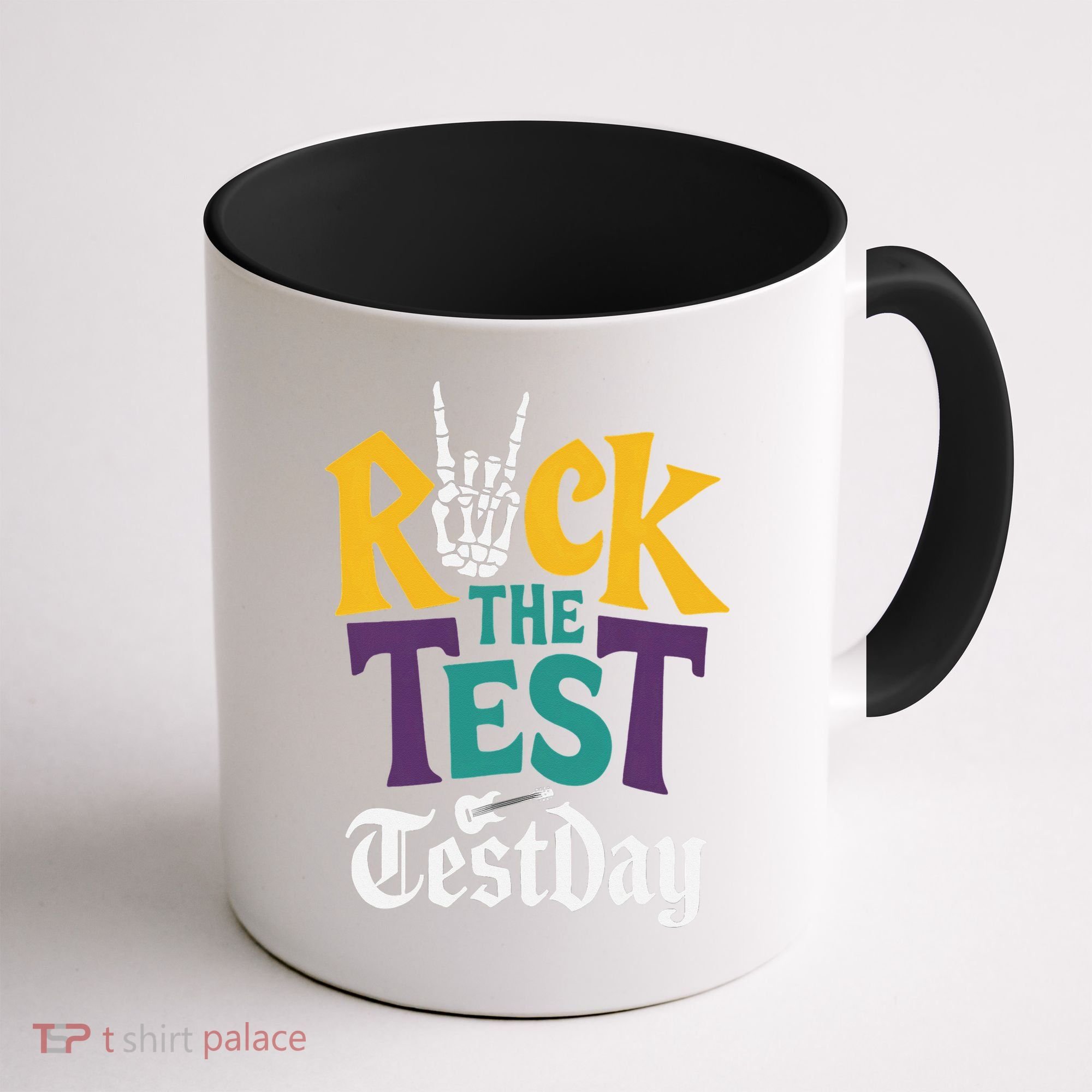 Rock The Test Testing Day Hand Skeleton Teacher Student Coffee Mug