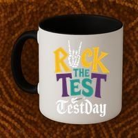 Rock The Test Testing Day Hand Skeleton Teacher Student Coffee Mug thumb 2