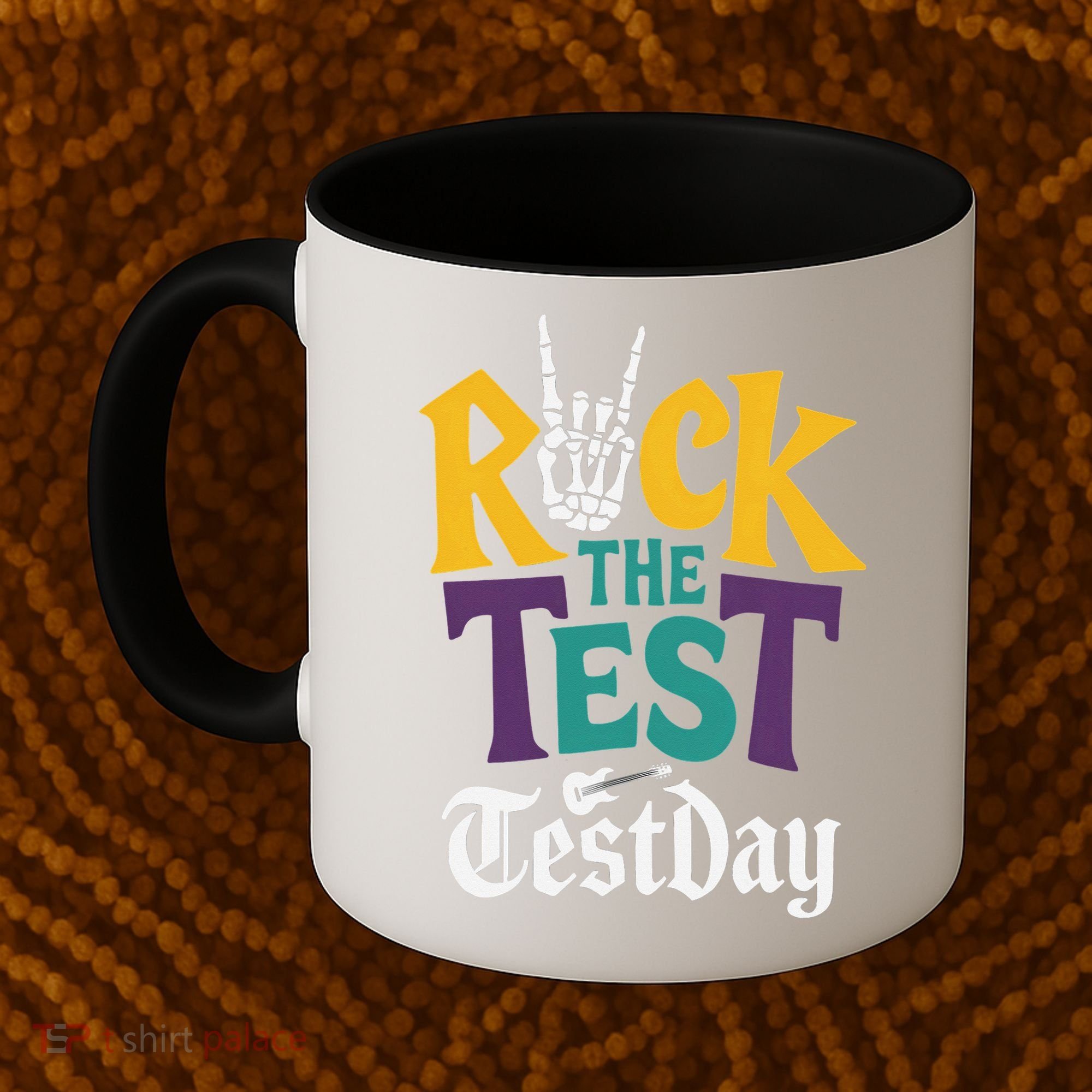 Rock The Test Testing Day Hand Skeleton Teacher Student Coffee Mug