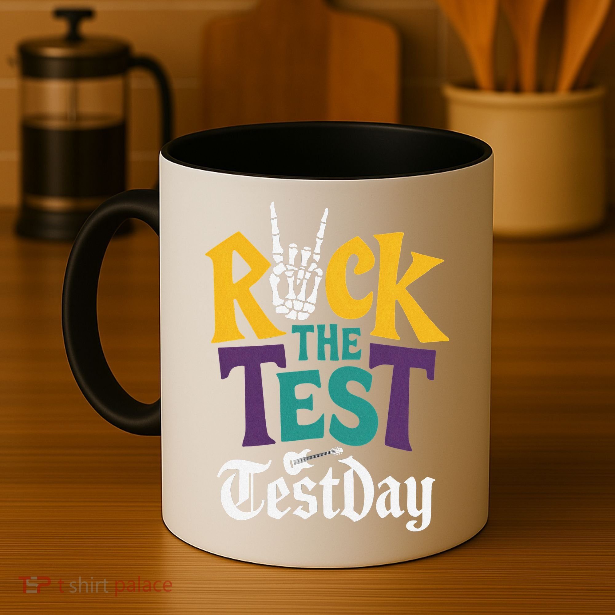 Rock The Test Testing Day Hand Skeleton Teacher Student Coffee Mug