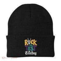 Rock The Test Testing Day Hand Skeleton Teacher Student Beanie thumb 0