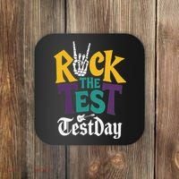 Rock The Test Testing Day Hand Skeleton Teacher Student Coaster thumb 0