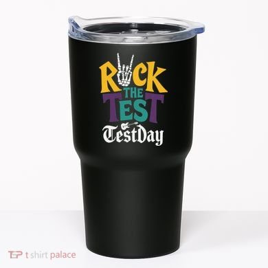 Rock The Test Testing Day Hand Skeleton Teacher Student Tumbler