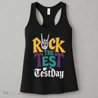 Rock The Test Testing Day Hand Skeleton Teacher Student Women's Tank Top thumb 3