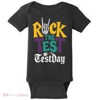 Rock The Test Testing Day Hand Skeleton Teacher Student Baby Bodysuit thumb 0