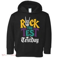 Rock The Test Testing Day Hand Skeleton Teacher Student Toddler Hoodie thumb 0