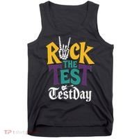 Rock The Test Testing Day Hand Skeleton Teacher Student Tank Top thumb 0