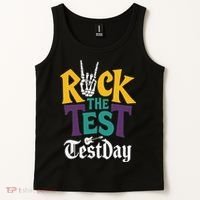 Rock The Test Testing Day Hand Skeleton Teacher Student Tank Top thumb 2