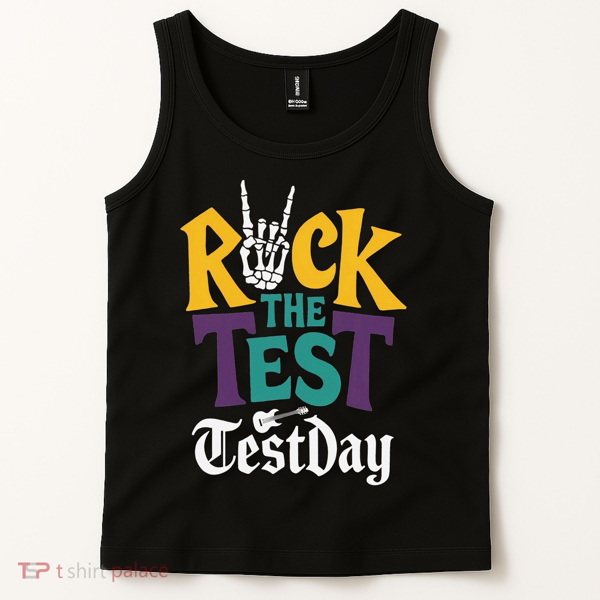 Rock The Test Testing Day Hand Skeleton Teacher Student Tank Top