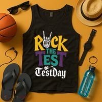 Rock The Test Testing Day Hand Skeleton Teacher Student Tank Top thumb 4