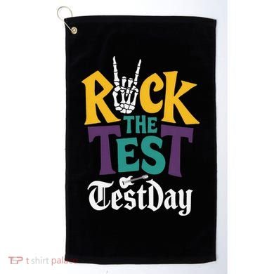 Rock The Test Testing Day Hand Skeleton Teacher Student Golf Towel