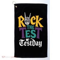 Rock The Test Testing Day Hand Skeleton Teacher Student Golf Towel thumb 0