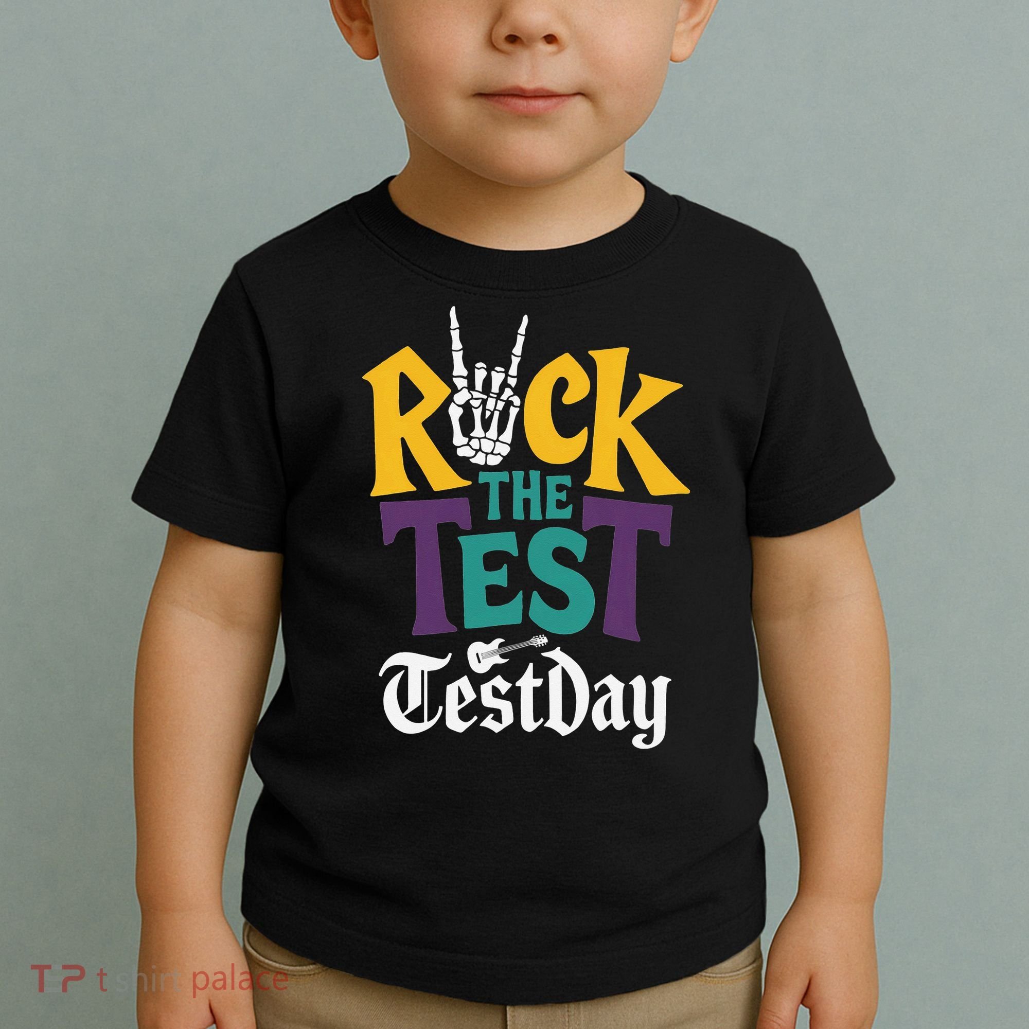 Rock The Test Testing Day Hand Skeleton Teacher Student Toddler T-Shirt