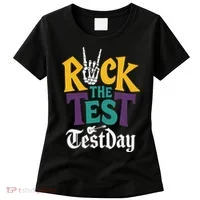 Rock The Test Testing Day Hand Skeleton Teacher Student Women's T-Shirt thumb 0