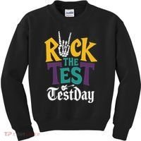 Rock The Test Testing Day Hand Skeleton Teacher Student Kids Sweatshirt thumb 0