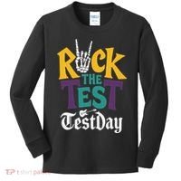 Rock The Test Testing Day Hand Skeleton Teacher Student Kids Long Sleeve Shirt thumb 0