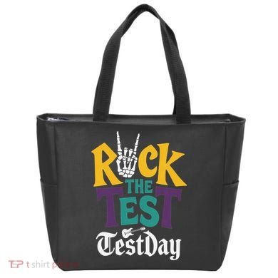 Rock The Test Testing Day Hand Skeleton Teacher Student Tote Bag
