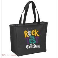 Rock The Test Testing Day Hand Skeleton Teacher Student Tote Bag thumb 2