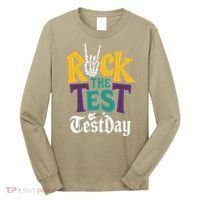Rock The Test Testing Day Hand Skeleton Teacher Student Long Sleeve Shirt thumb 0