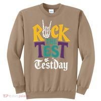 Rock The Test Testing Day Hand Skeleton Teacher Student Sweatshirt thumb 0