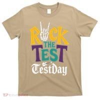 Rock The Test Testing Day Hand Skeleton Teacher Student T-Shirt thumb 0