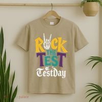 Rock The Test Testing Day Hand Skeleton Teacher Student T-Shirt thumb 2