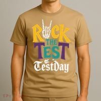Rock The Test Testing Day Hand Skeleton Teacher Student T-Shirt thumb 3