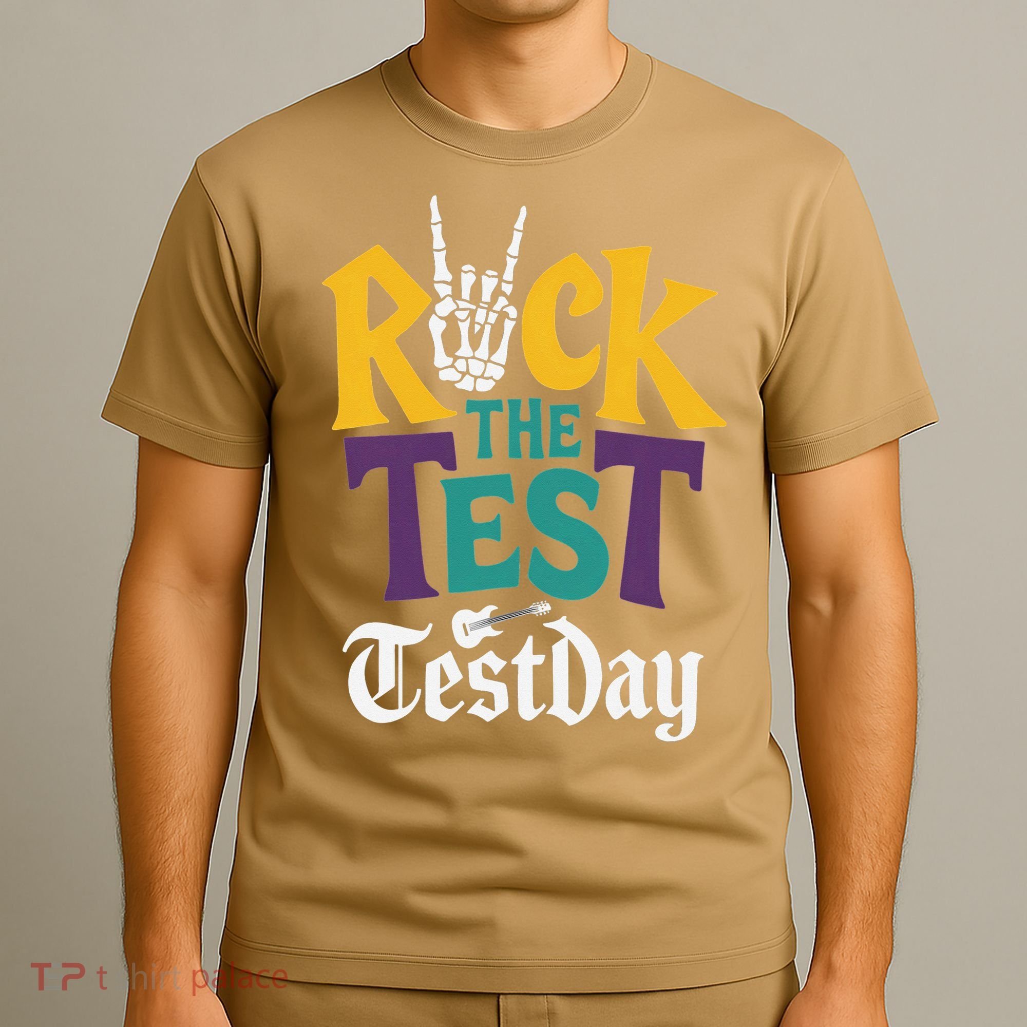 Rock The Test Testing Day Hand Skeleton Teacher Student T-Shirt