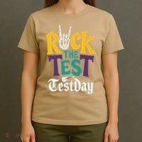 Rock The Test Testing Day Hand Skeleton Teacher Student T-Shirt thumb 4